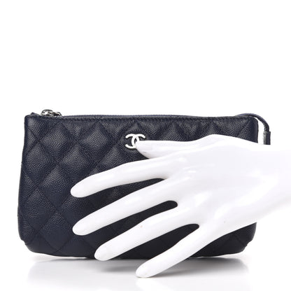 Chanel Caviar Quilted Cosmetic Case Navy 2 of 13