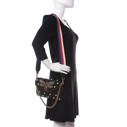 Gucci Nappa Pearl Studded Mini Queen Margaret Broadway Shoulder Bag Black 2 of 11