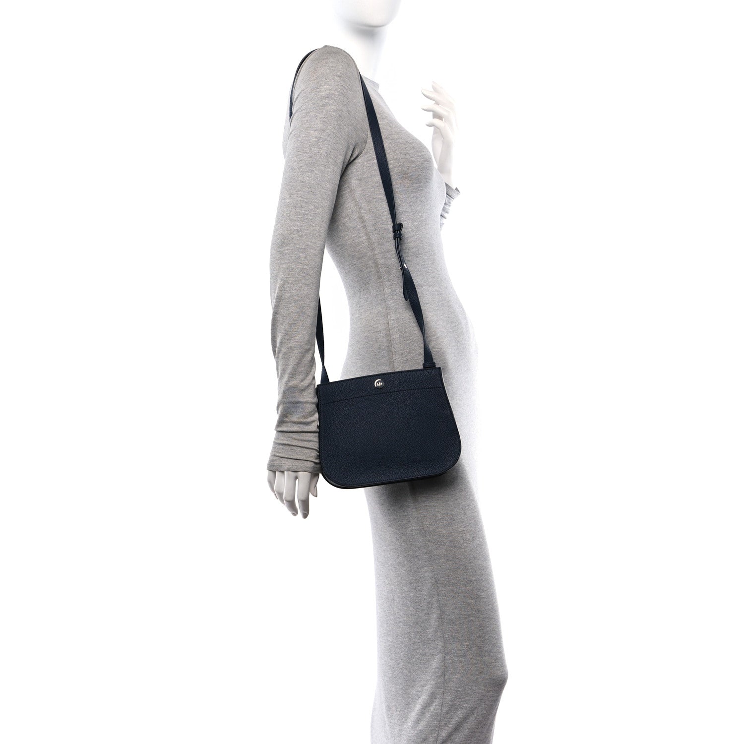 Loro Piana Grained Calfskin Milky Way Shoulder Bag Navy Blue