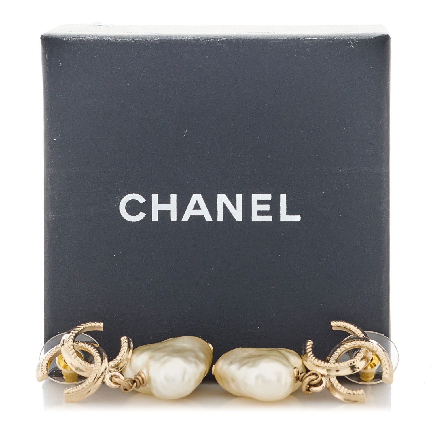 Chanel Pearl CC Heart Drop Earrings Gold 5 of 5