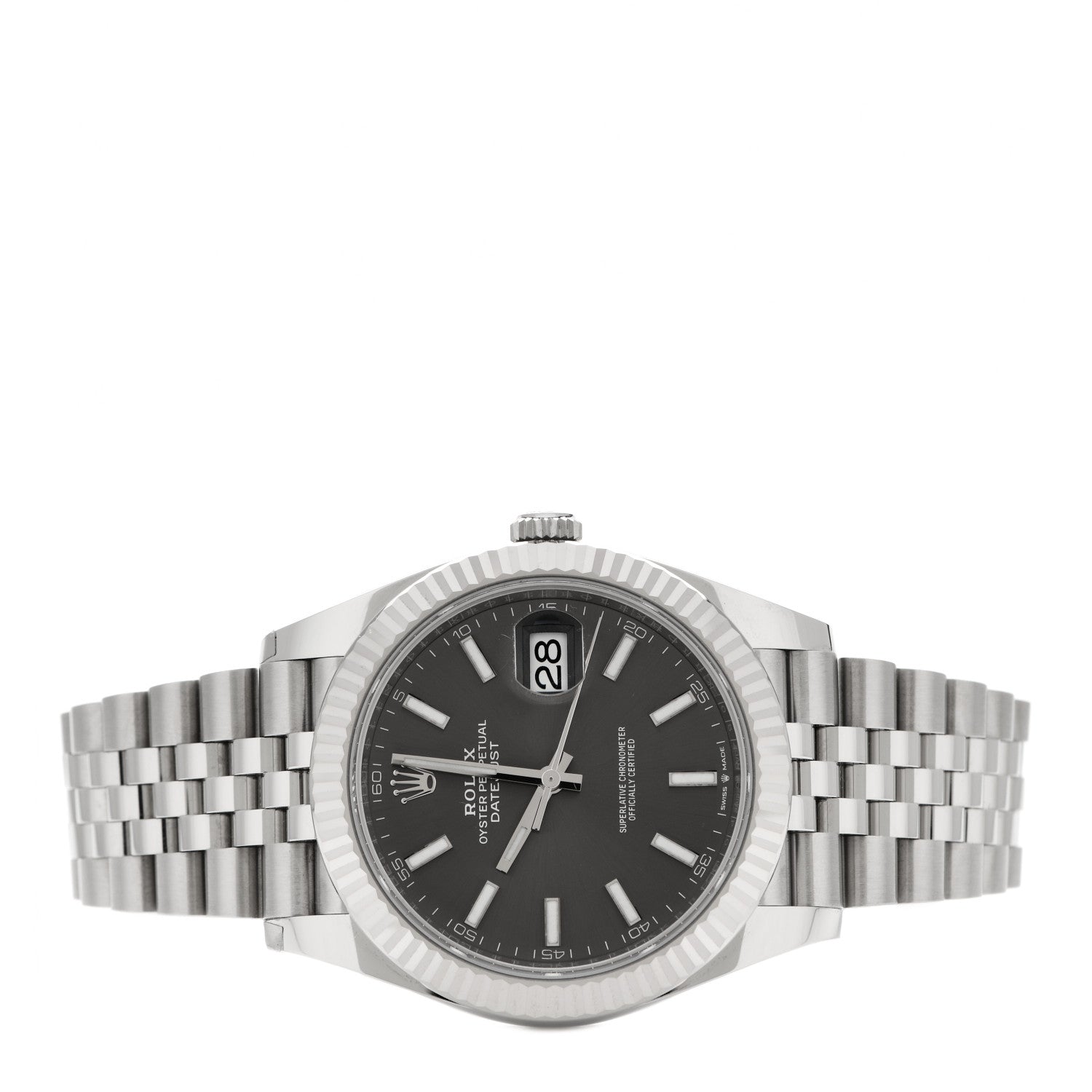 Rolex Stainless Steel 18K White Gold 41mm Oyster Perpetual Datejust Watch Slate 126334 2 of 5