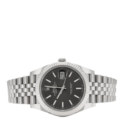 Rolex Stainless Steel 18K White Gold 41mm Oyster Perpetual Datejust Watch Slate 126334 2 of 5