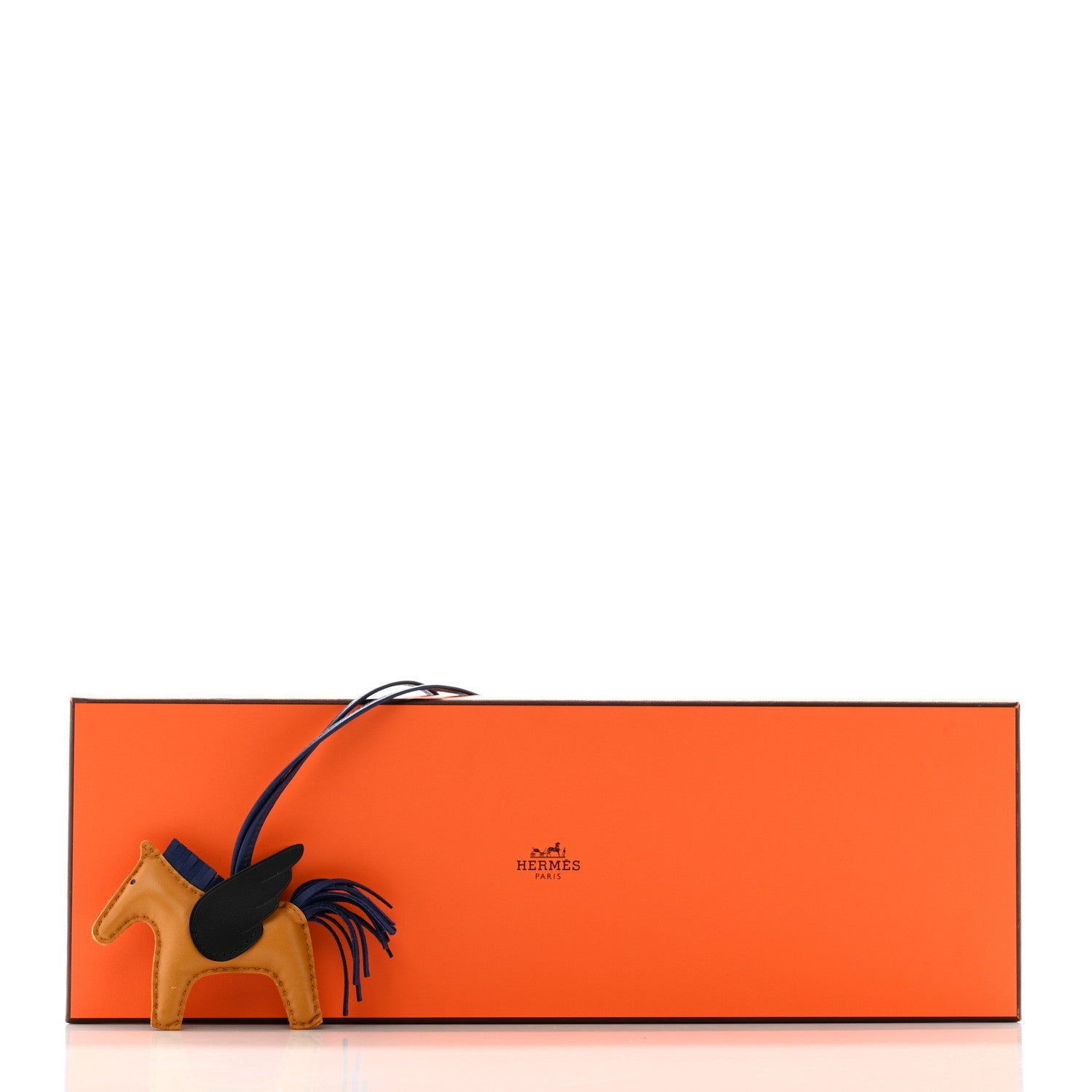 Hermes Milo Lambskin Grigri Rodeo Pegase Horse Bag Charm PM Sesame Black Bleu Saphir 5 of 5