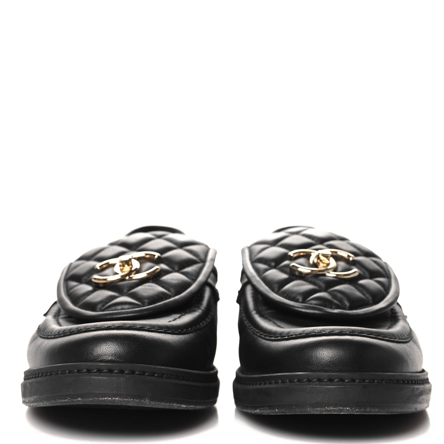Lambskin Quilted CC Turnlock Loafers 39.5 Black