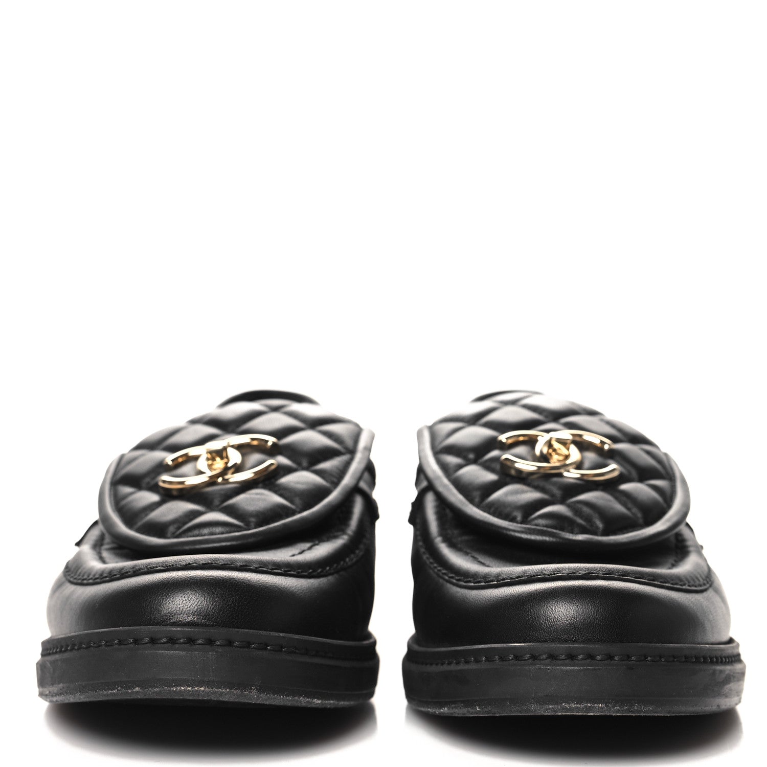 Chanel Lambskin Quilted CC Turnlock Loafers 39.5 Black 3 of 10