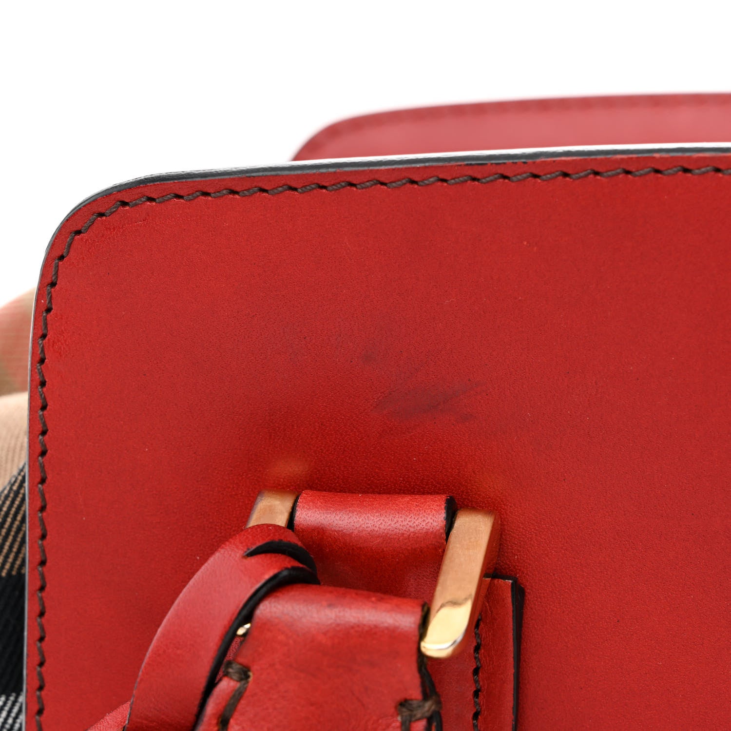 Burberry Calfskin House Check Small Dinton Tote Red 12 of 13