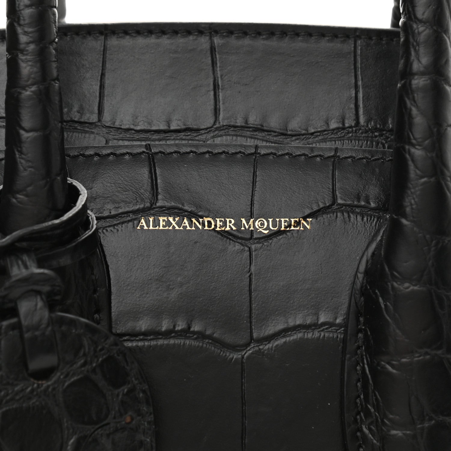 Alexander McQueen Calfskin Crocodile Embossed Mini Heroine 21 Black 7 of 10