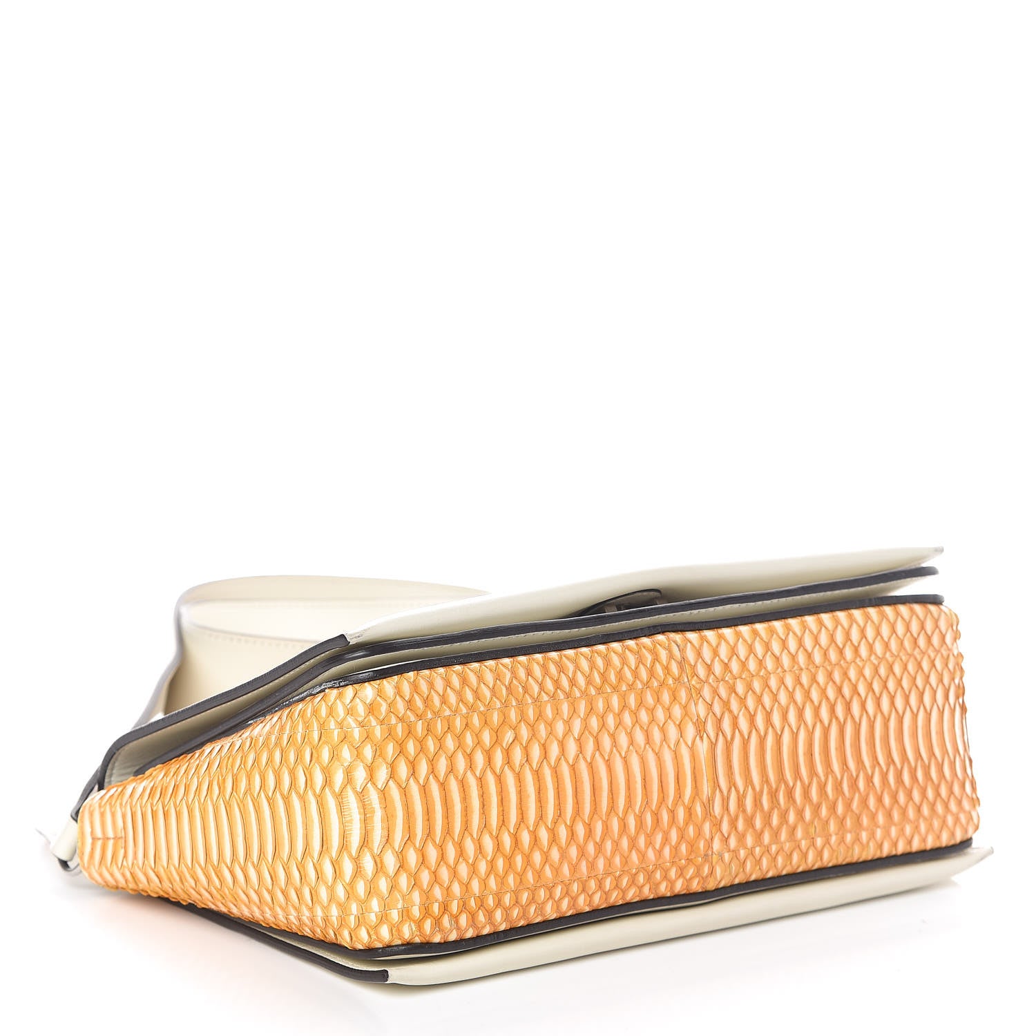 Celine Watersnake Medium Frame Shoulder Bag Beige Orange 4 of 9