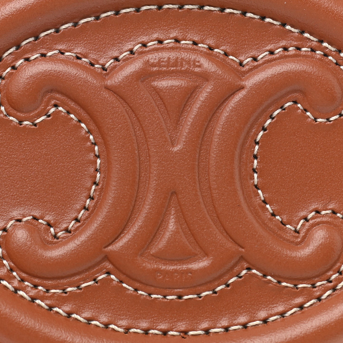 Smooth Lambskin Small Triomphe Oval Coin Purse Tan
