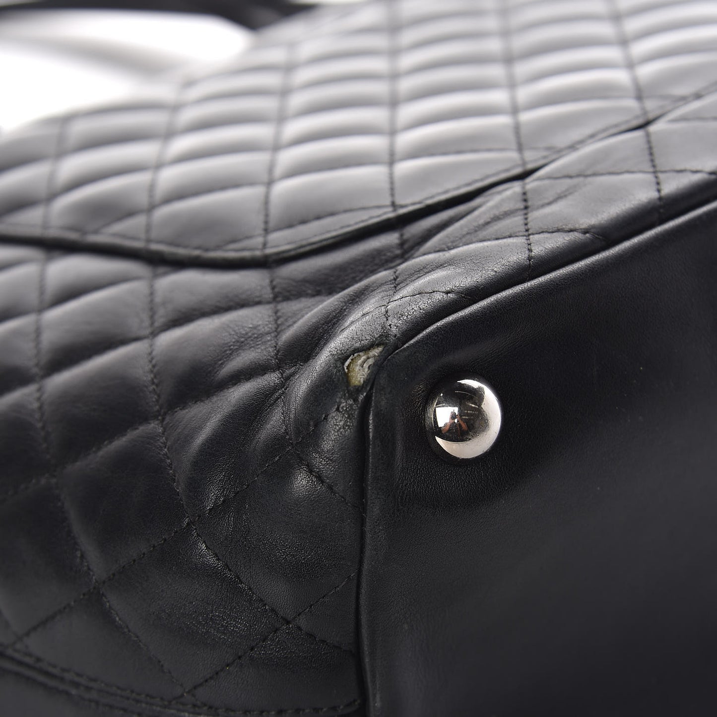 Calfskin Quilted Large Cambon Tote Black