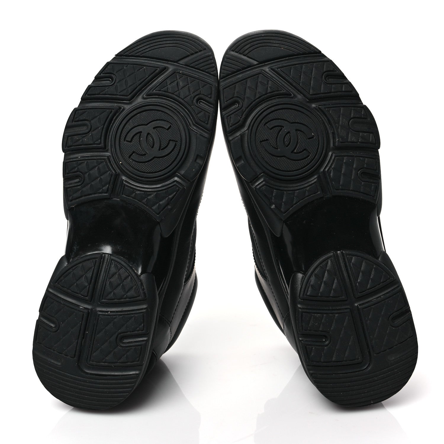 Chanel Lambskin Fabric CC Sneakers 39 Black 5 of 7