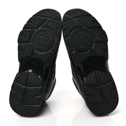 Chanel Lambskin Fabric CC Sneakers 39 Black 5 of 7