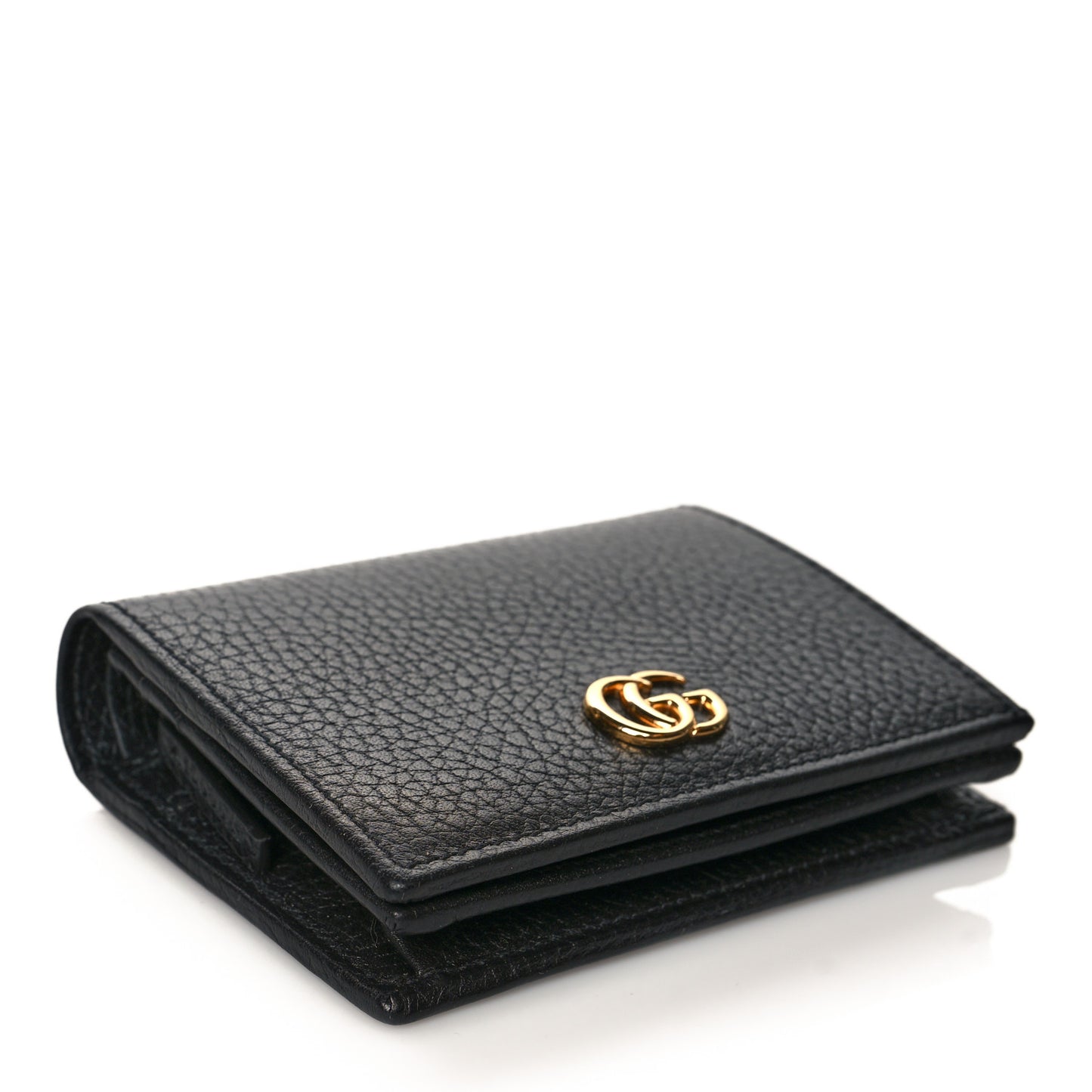 Pebbled Calfskin GG Marmont Card Case Black