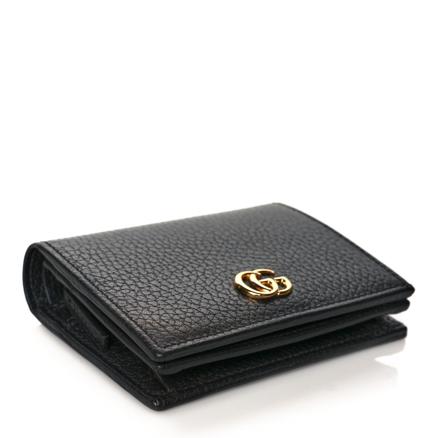 Gucci Pebbled Calfskin GG Marmont Card Case Black 4 of 9