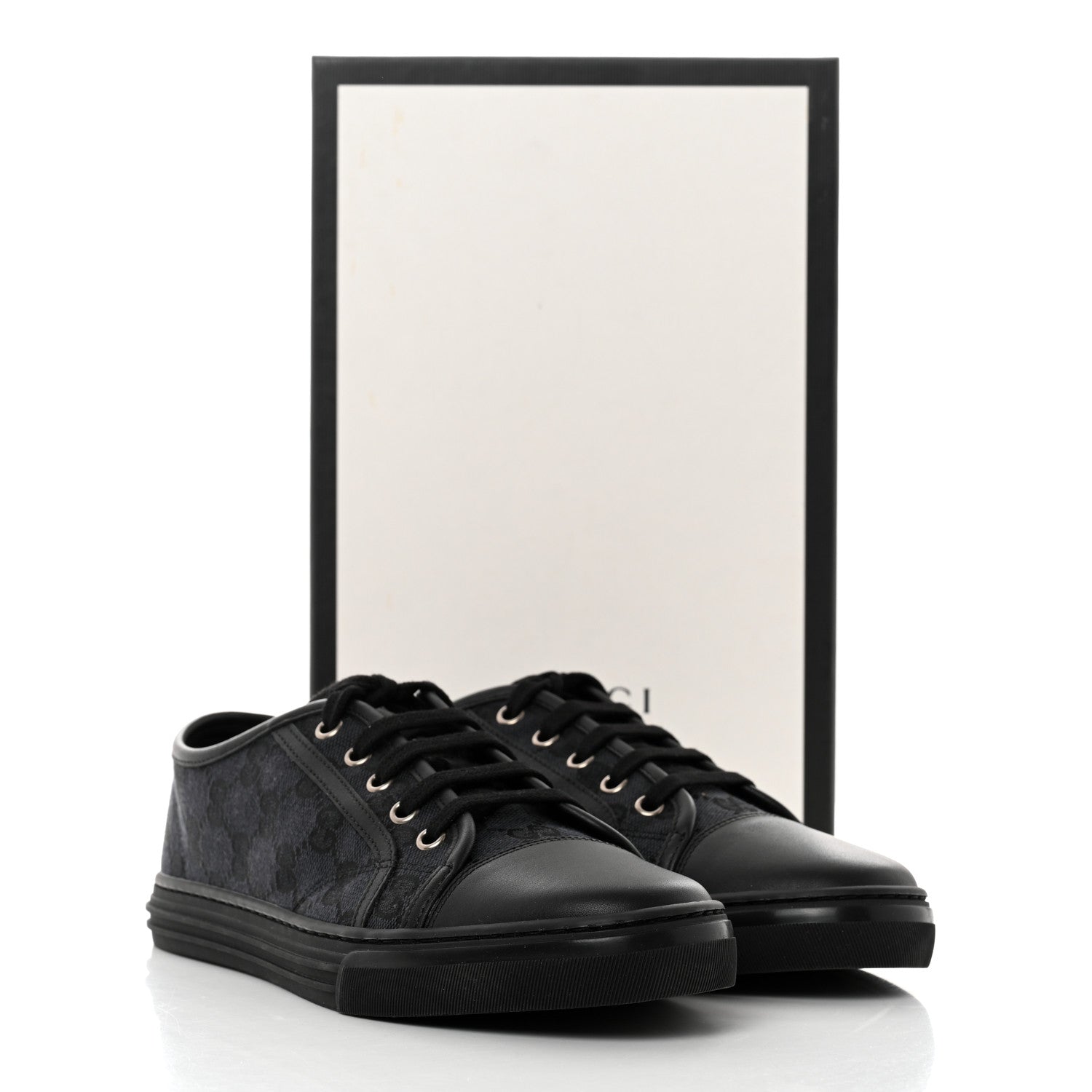 Gucci GG Monogram Calfskin Womens Low Top Sneakers 39 Piombo Black 9 of 9