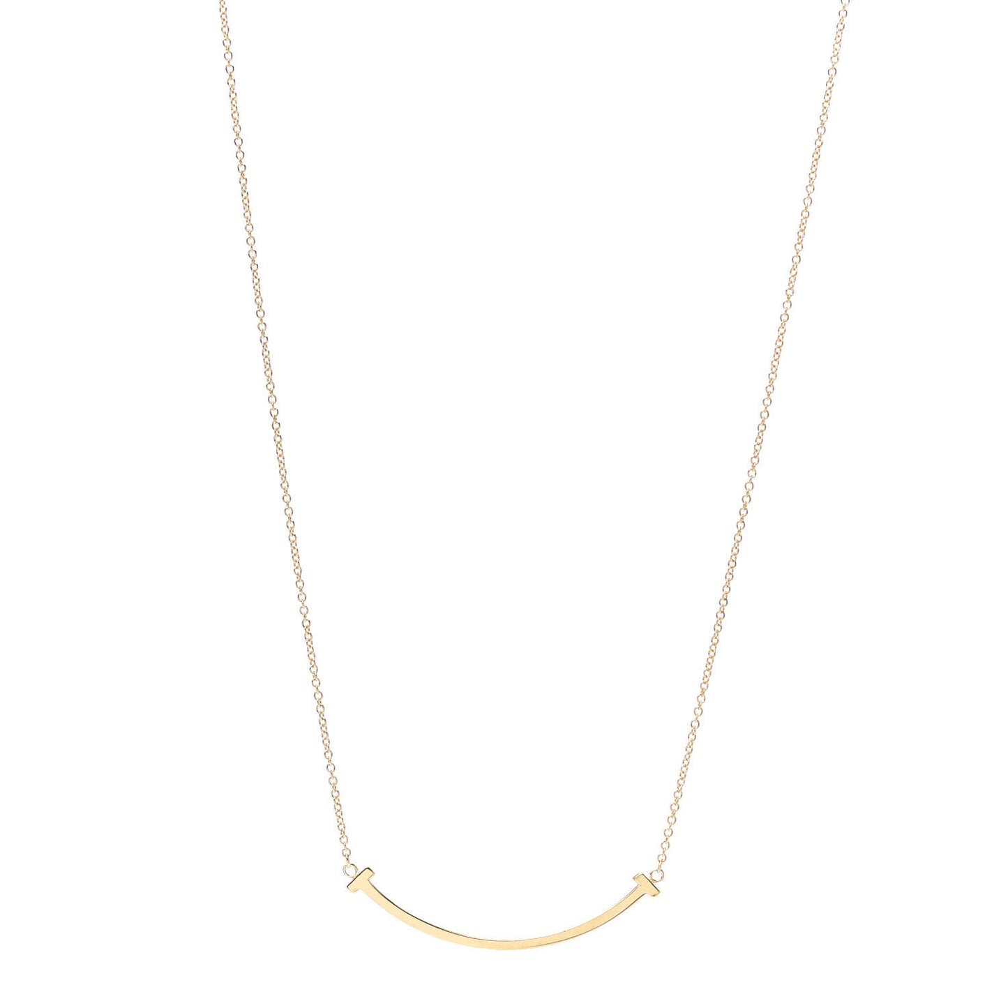18K Yellow Gold Small T Smile Pendant Necklace