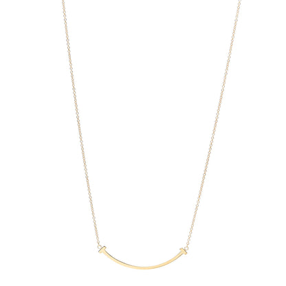 Tiffany 18K Yellow Gold Small T Smile Pendant Necklace 1 of 5