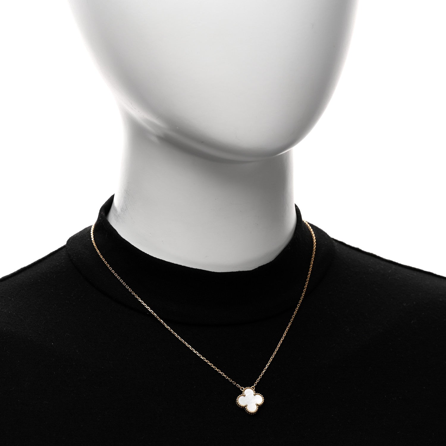 Van Cleef & Arpels 18K Yellow Gold Mother of Pearl Vintage Alhambra Pendant Necklace 2 of 5