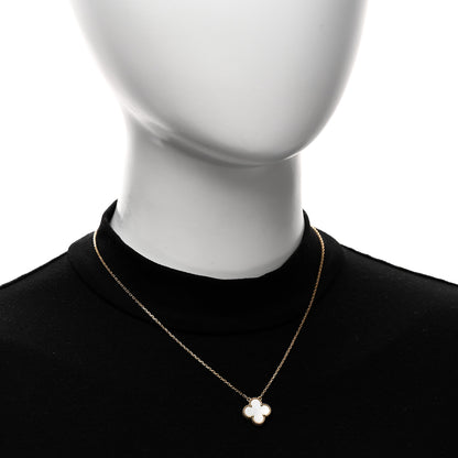 Van Cleef & Arpels 18K Yellow Gold Mother of Pearl Vintage Alhambra Pendant Necklace 2 of 5