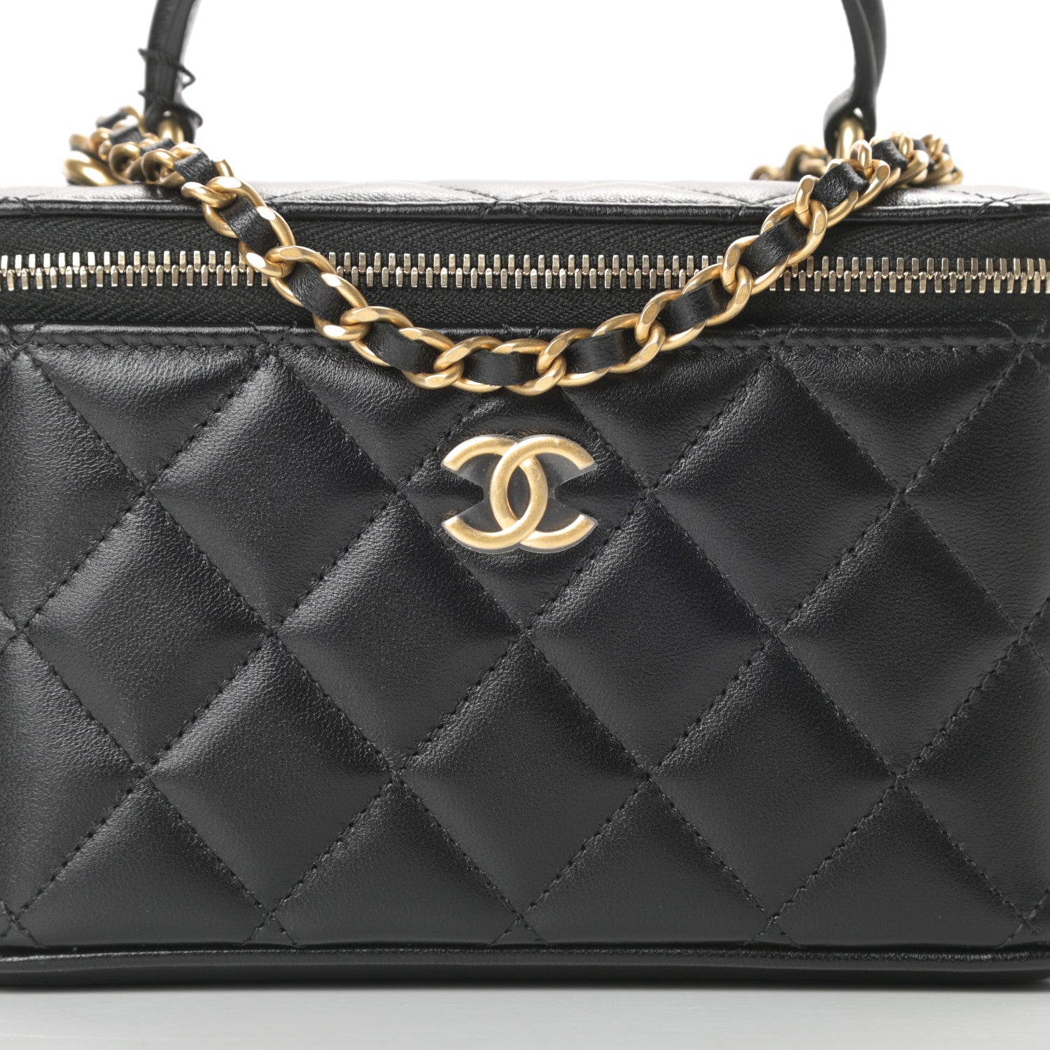 Chanel Lambskin Quilted Small Top Handle Vanity Case With Chain Black 8 of 11