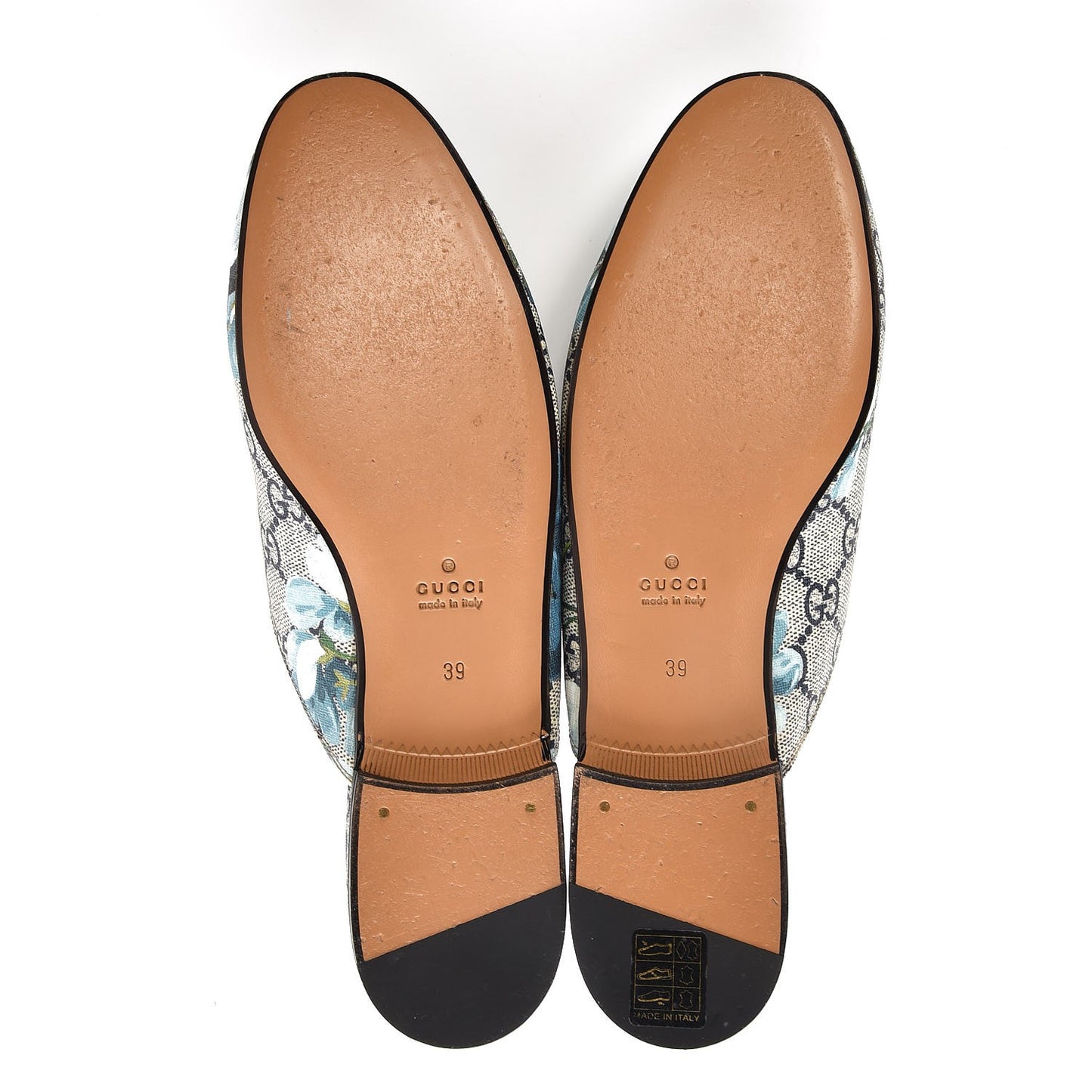 GG Supreme Monogram Blooms Womens Princetown Slippers 39 Beige Blue Navy Hibiscus Red