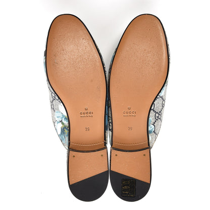 Gucci GG Supreme Monogram Blooms Womens Princetown Slippers 39 Beige Blue Navy Hibiscus Red 5 of 9