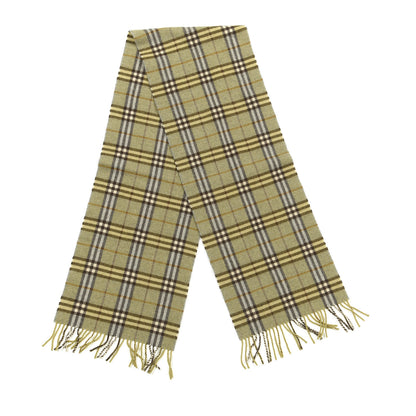 Burberry Lambswool Check Fringe Scarf Green 2 of 3