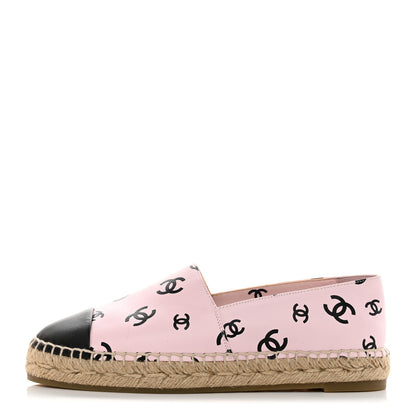 Chanel Lambskin Printed CC Espadrilles 40 Light Pink Black 1 of 8