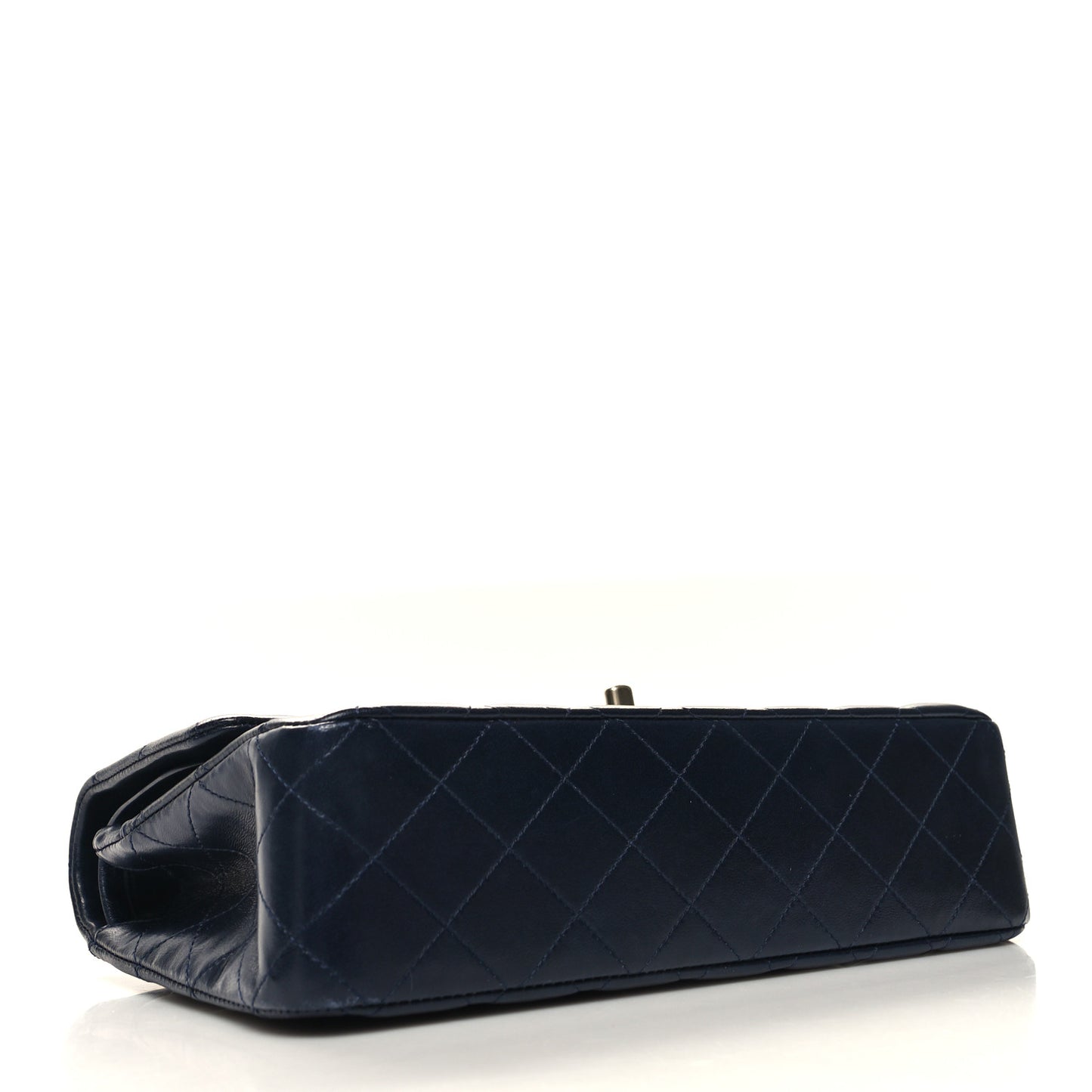 Lambskin Quilted Medium Double Flap Navy