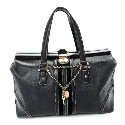 Gucci Guccissima Large Treasure Boston Navy 1 of 10