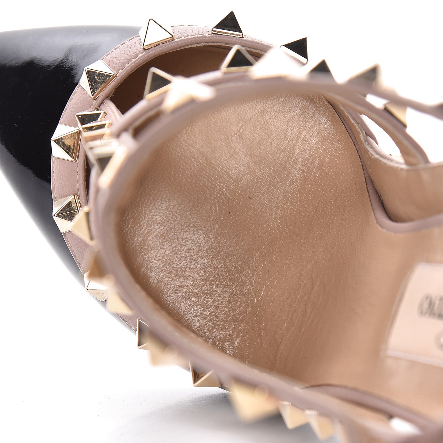 Patent Nappa Rockstud Ankle Strap 100mm Pumps 36 Black Poudre