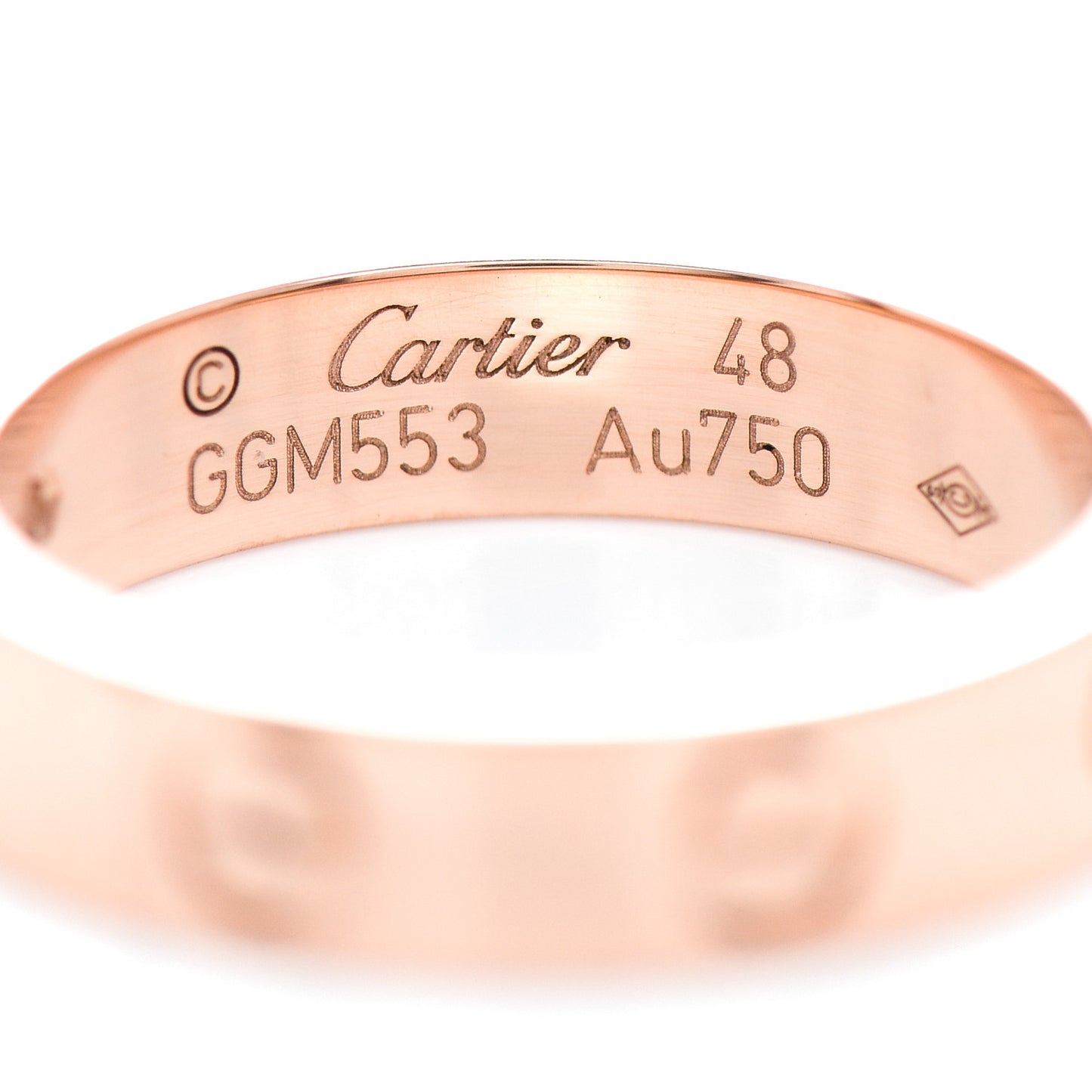 18K Pink Gold Diamond 4mm LOVE Wedding Band Ring 48 4.5
