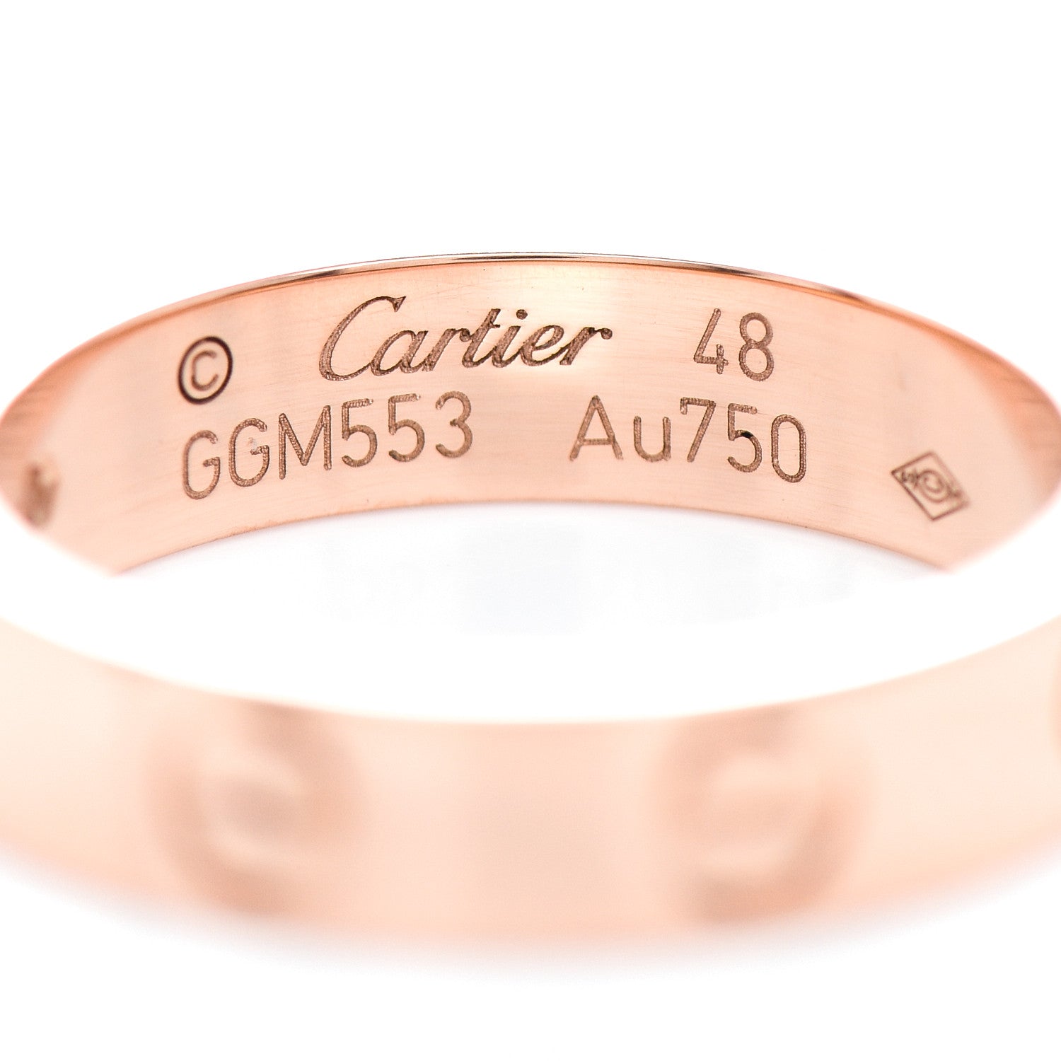 Cartier 18K Pink Gold Diamond 4mm LOVE Wedding Band Ring 48 4.5 4 of 5