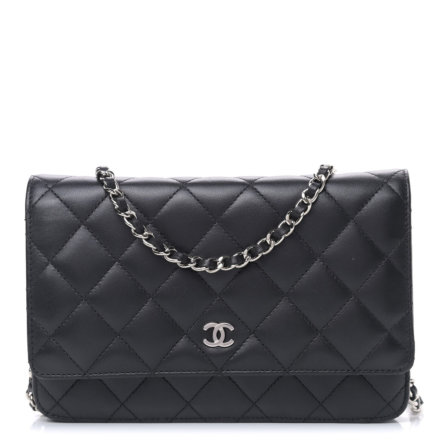 Chanel Lambskin Quilted Wallet On Chain WOC Black 1 of 10