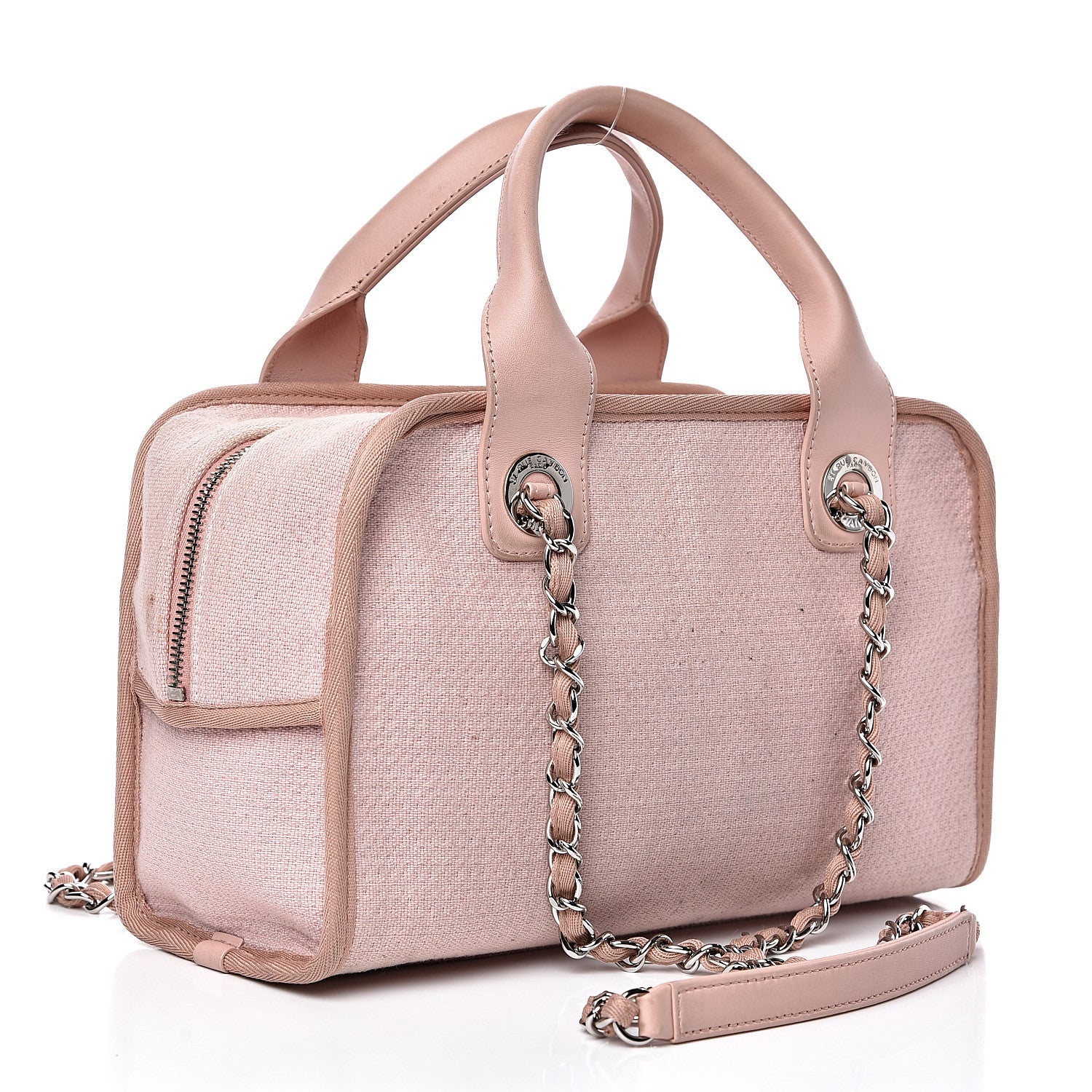 Chanel Canvas Deauville Small Bowling Bag Light Pink 2 of 17