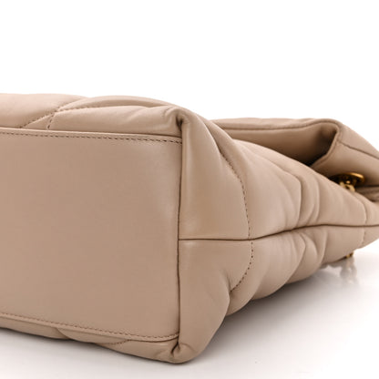 Saint Laurent Lambskin Quilted Medium Loulou Puffer Monogram Chain Satchel Dark Beige 9 of 10