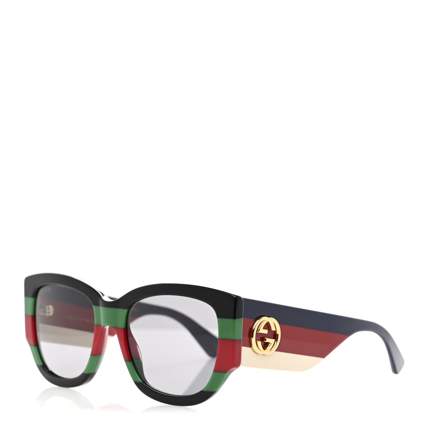 Acetate Web Oversized Frame Rectangle Sunglasses GG0276S Black Green Red