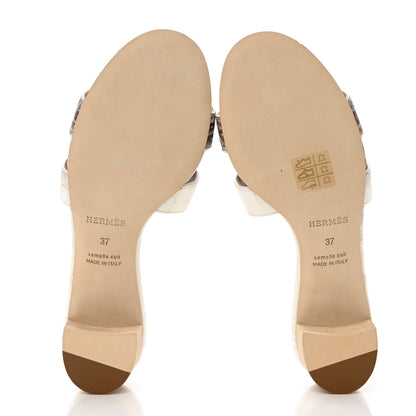 Hermes Matte Niloticus Crocodile Himalaya Oasis Sandals 37 White 5 of 9