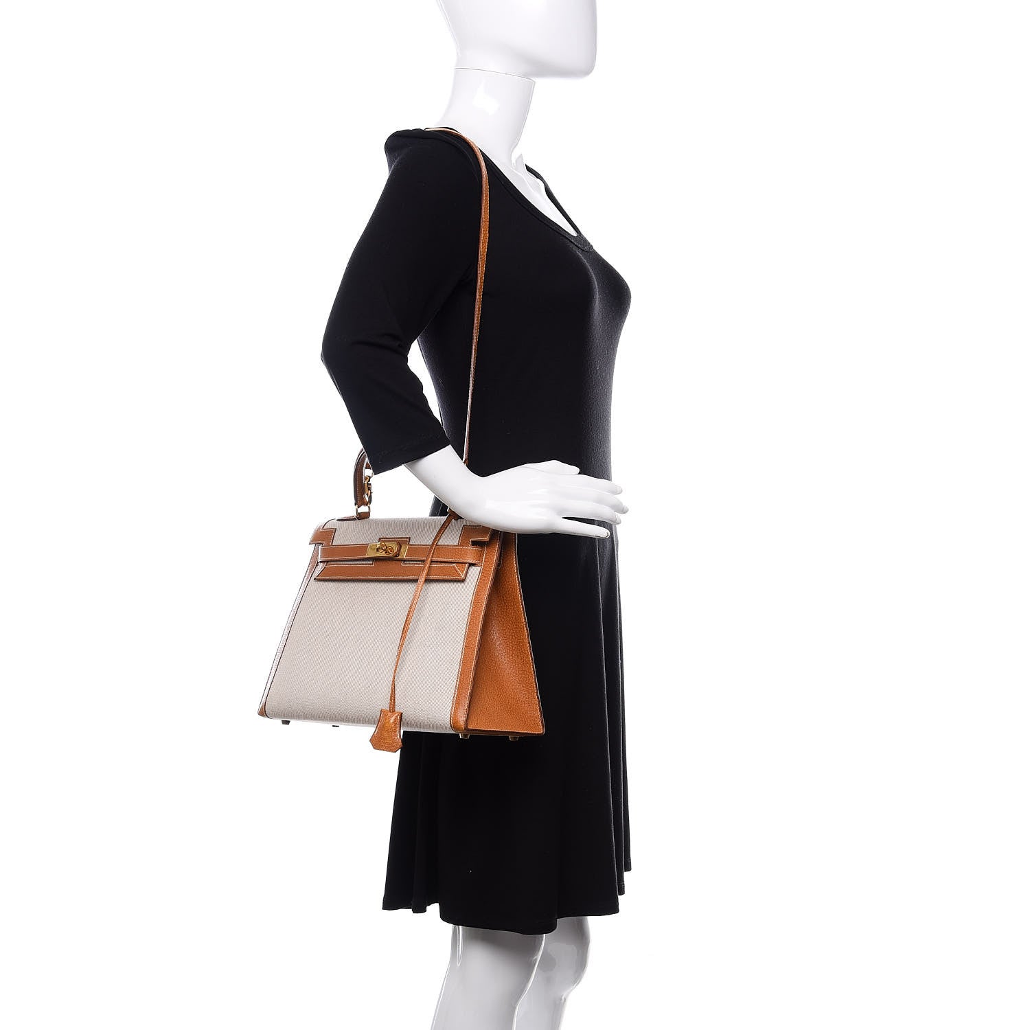 Hermes Peau Porc Toile Kelly Sellier 32 Gold 2 of 15