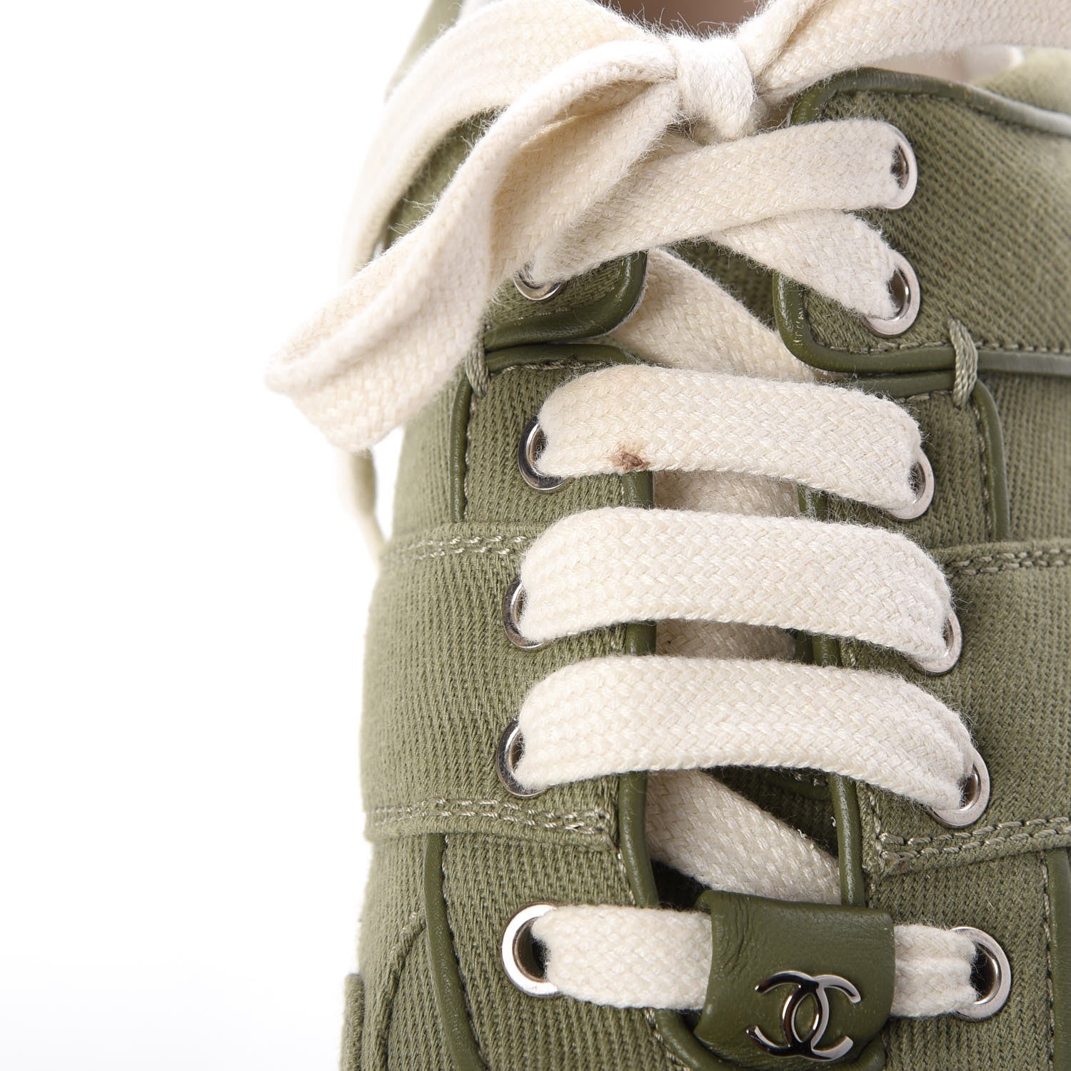 Chanel Canvas CC Sneakers 39.5 Khaki 14 of 17
