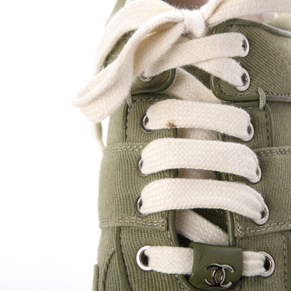 Chanel Canvas CC Sneakers 39.5 Khaki 14 of 17