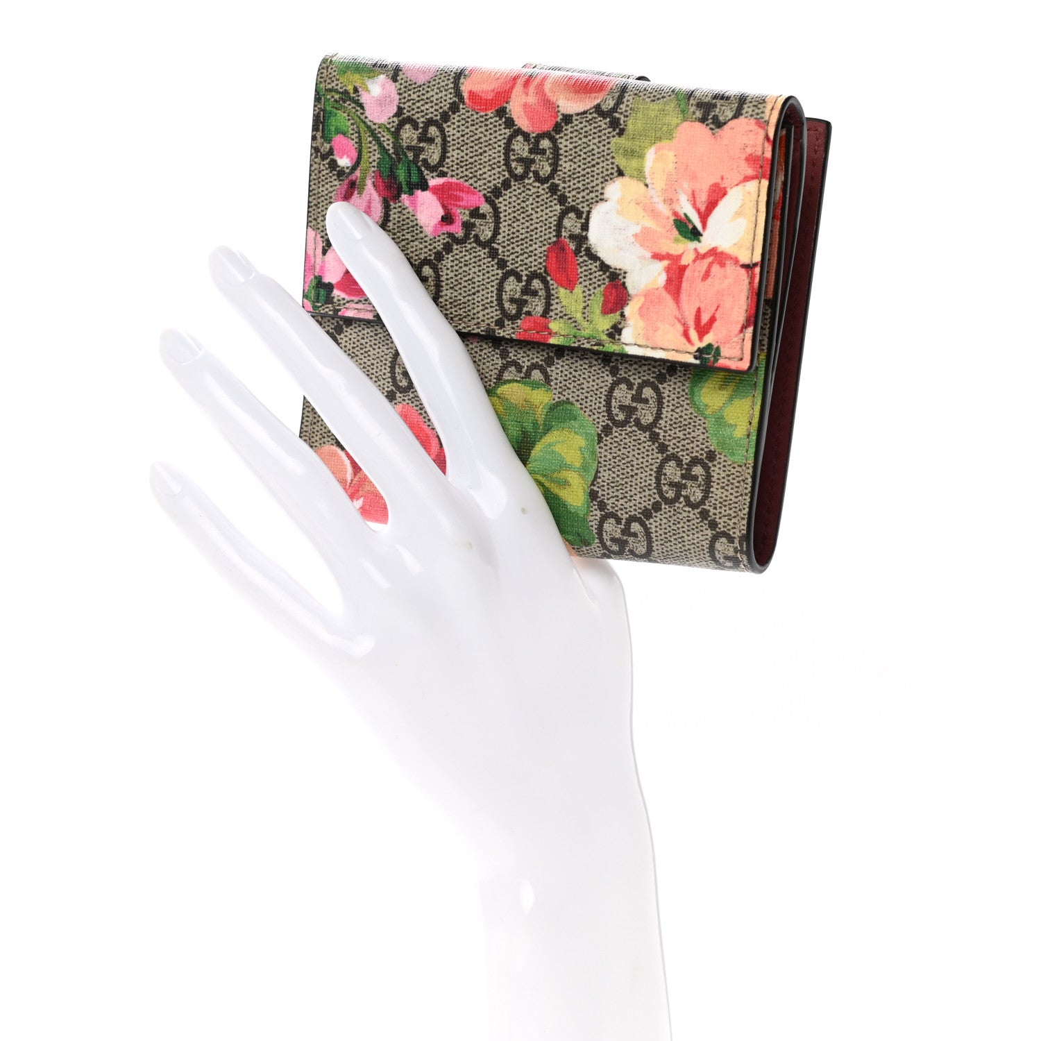 Gucci GG Supreme Monogram Blooms French Flap Wallet Beige Multicolor Dry Rose 2 of 9
