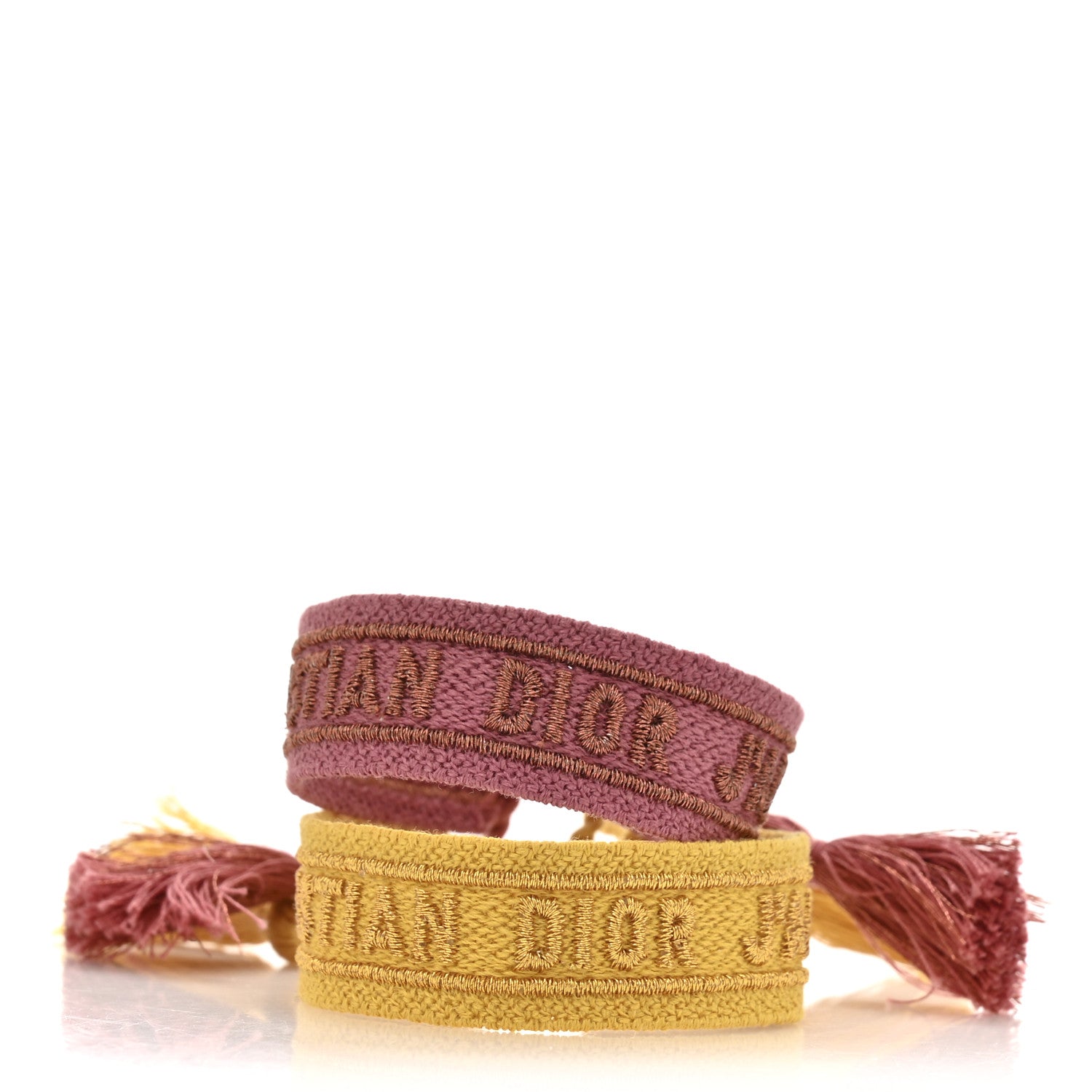 Christian Dior Woven Cotton J'Adior Friendship Bracelet Set  Yellow Pink 1 of 4
