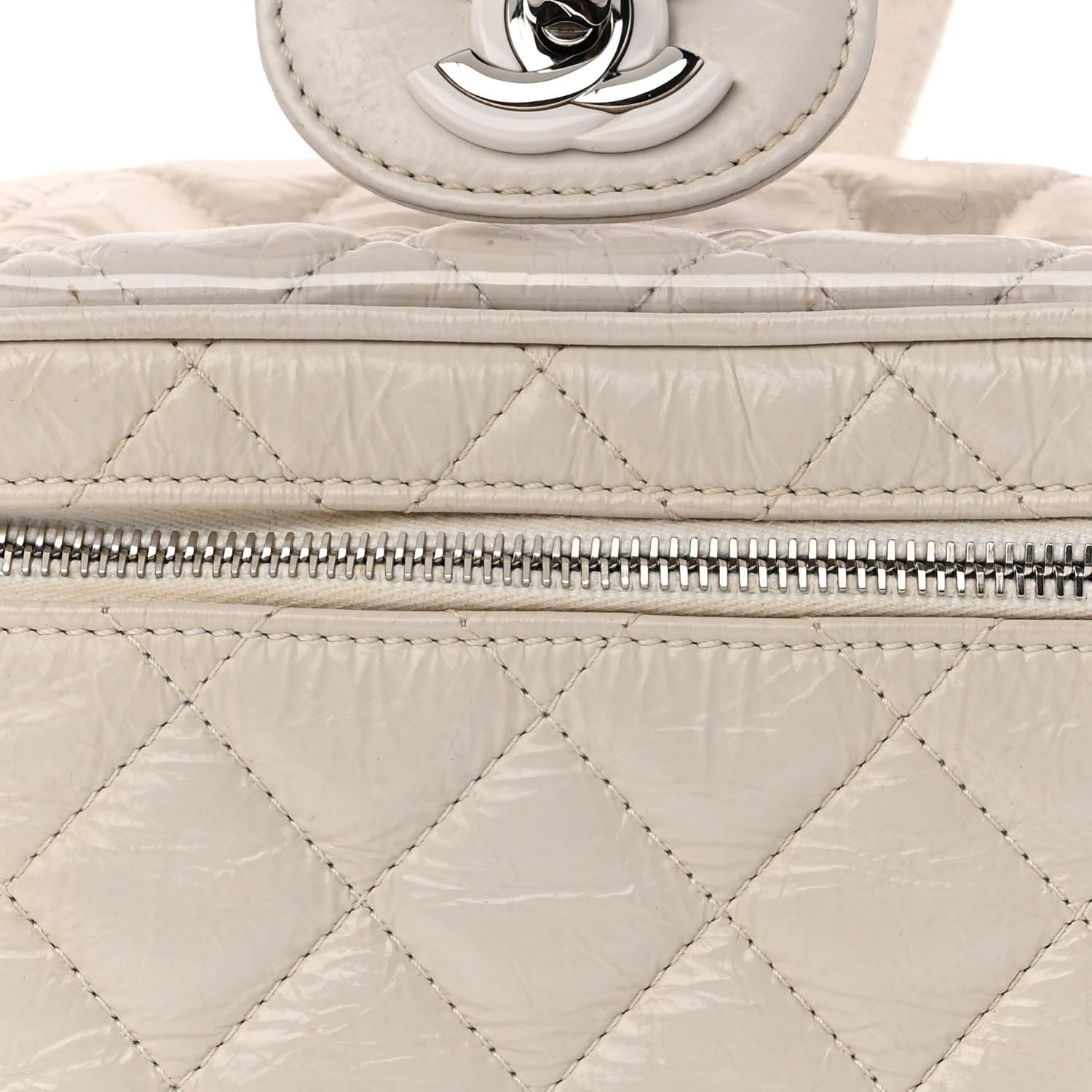 Chanel Crumpled Calfskin PVC Quilted Backpack White 9 of 12