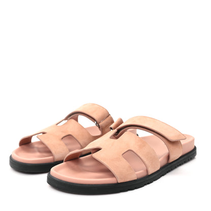 Hermes Suede Goatskin Womens Chypre Sandals 40.5 Nude 4 of 12