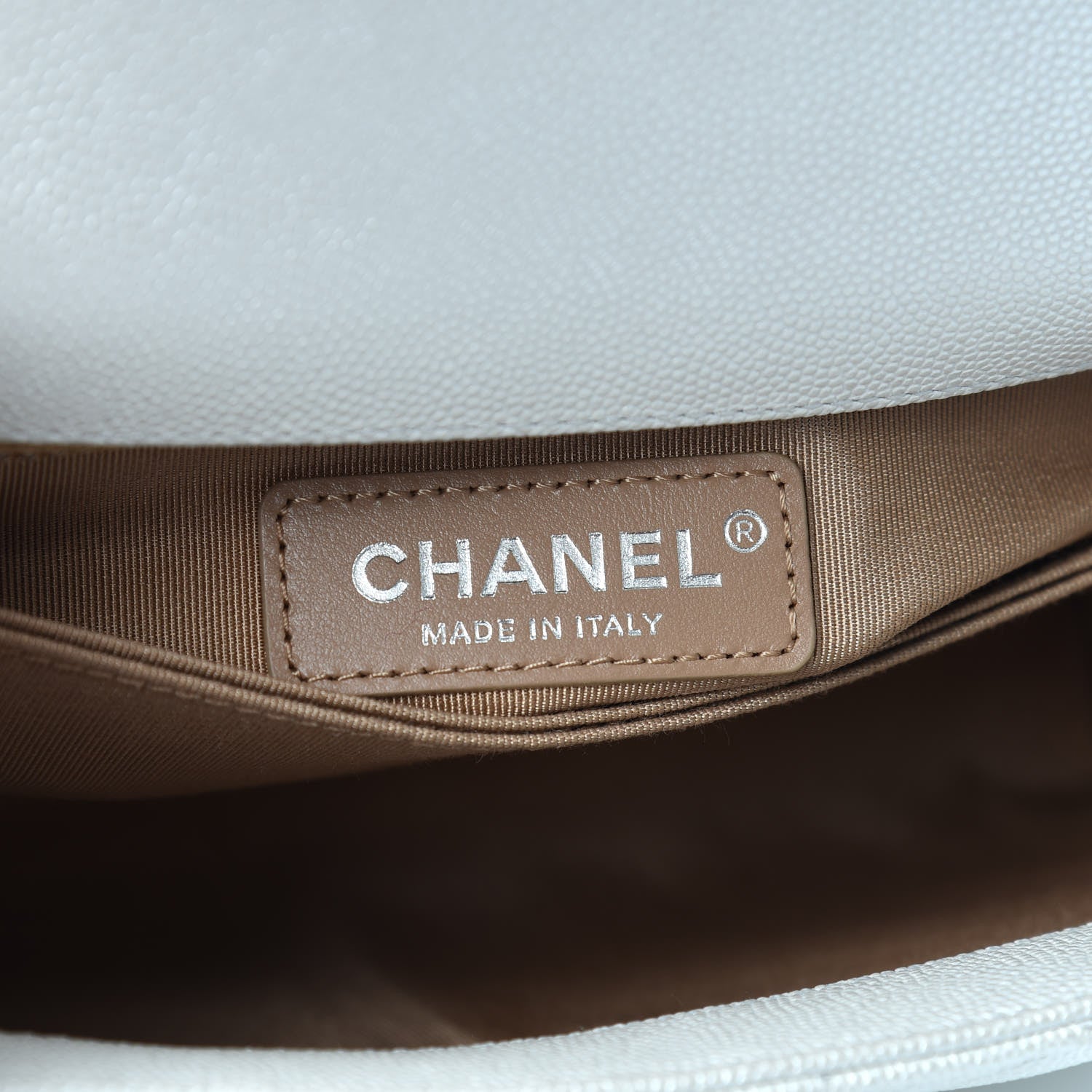 Chanel Iridescent Caviar Chevron Quilted Mini Coco Handle Flap White 6 of 9