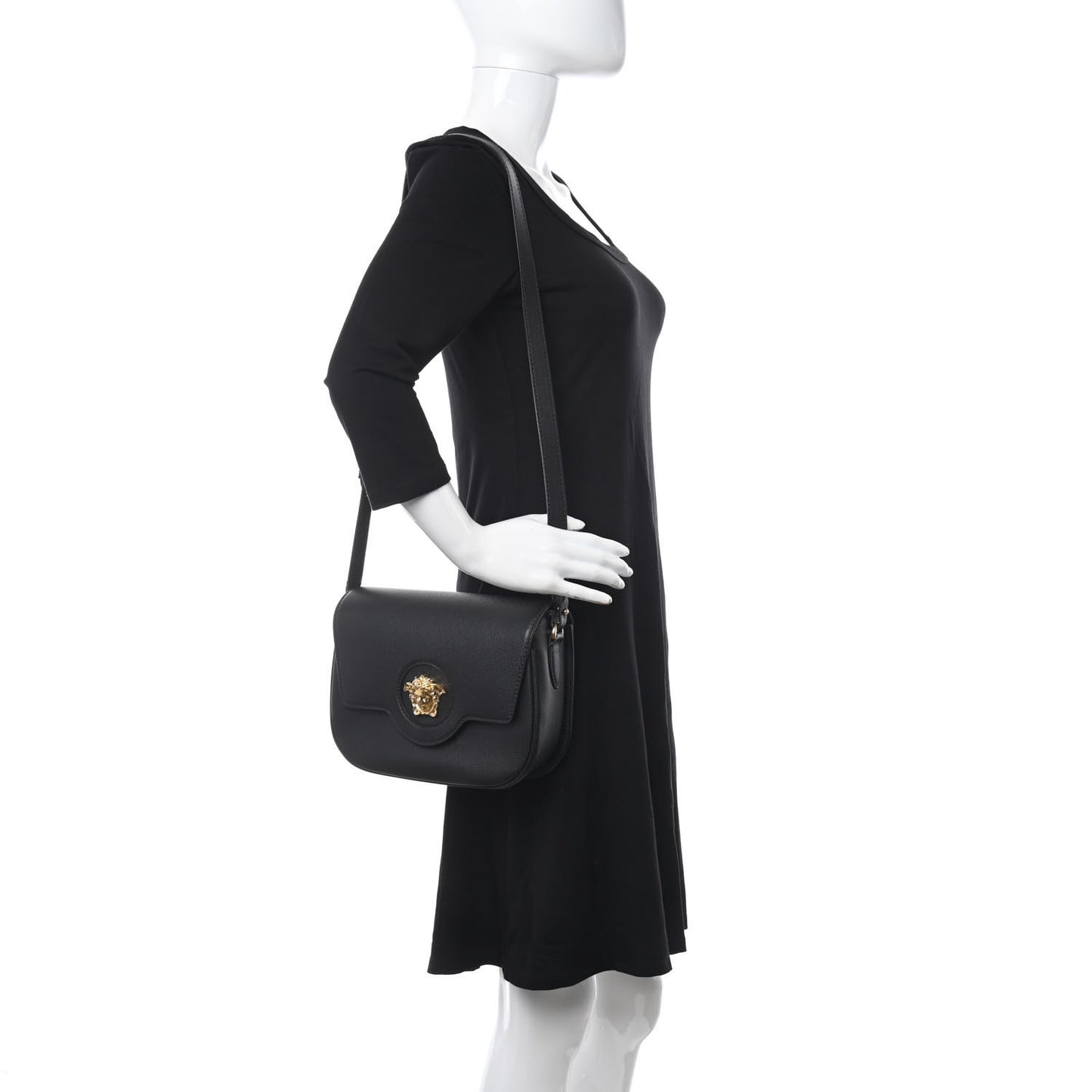 Calfskin Medusa Crossbody Bag Black