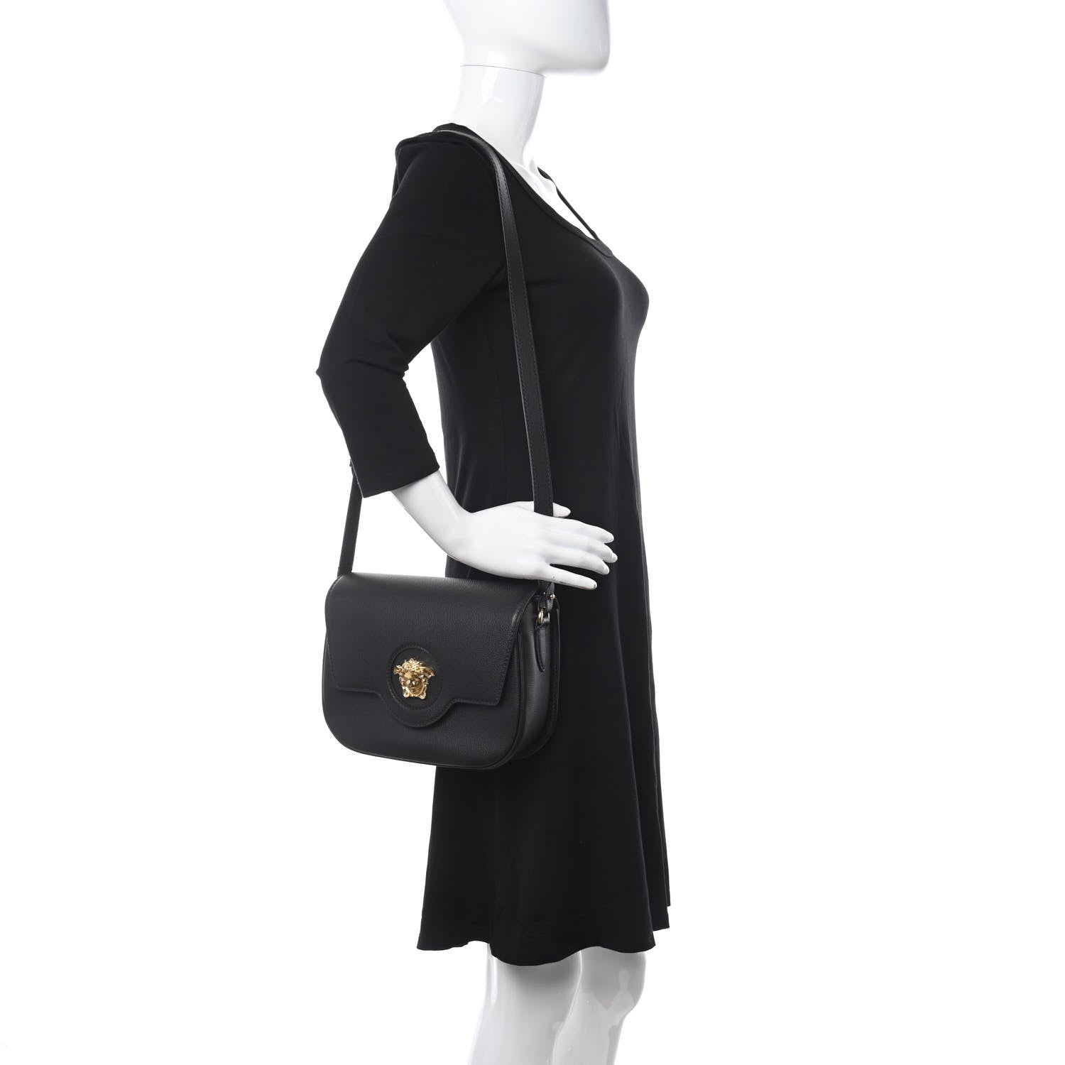 Versace Calfskin Medusa Crossbody Bag Black 2 of 10