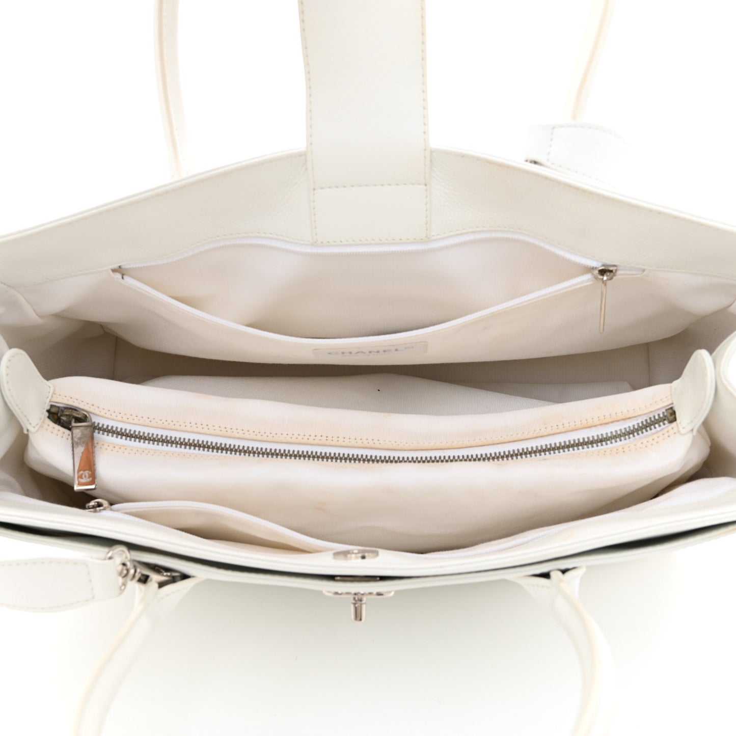 Calfskin Cerf Executive Shopper Tote White