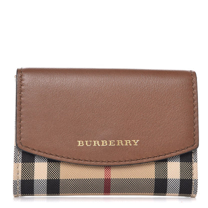 Burberry Calfskin Horseferry Check Chesam Card Case Tan 1 of 9